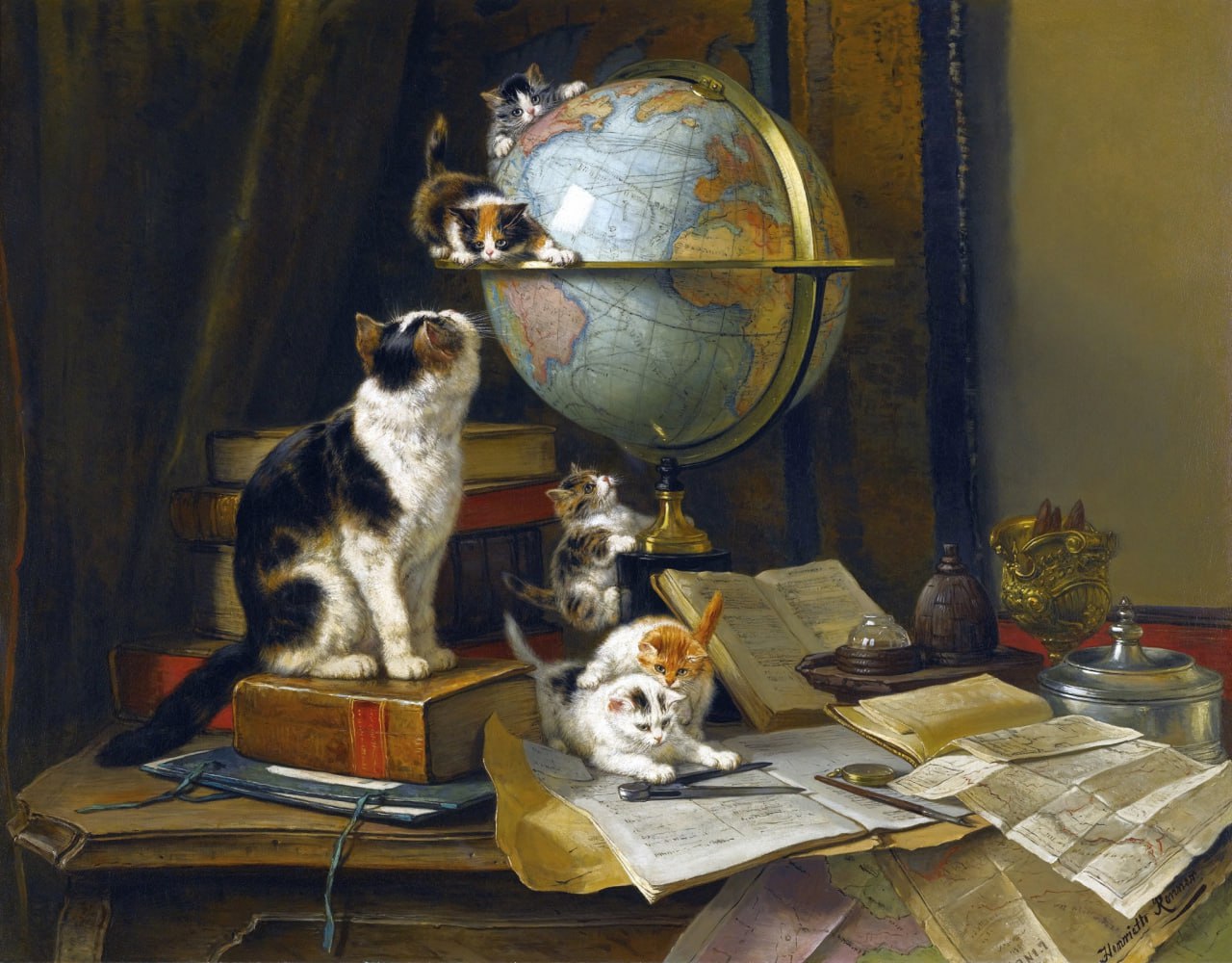 К записи «"The Globetrotters" by Henriëtte Ronner-Knip, oil on canvas», снимок 1 из 1